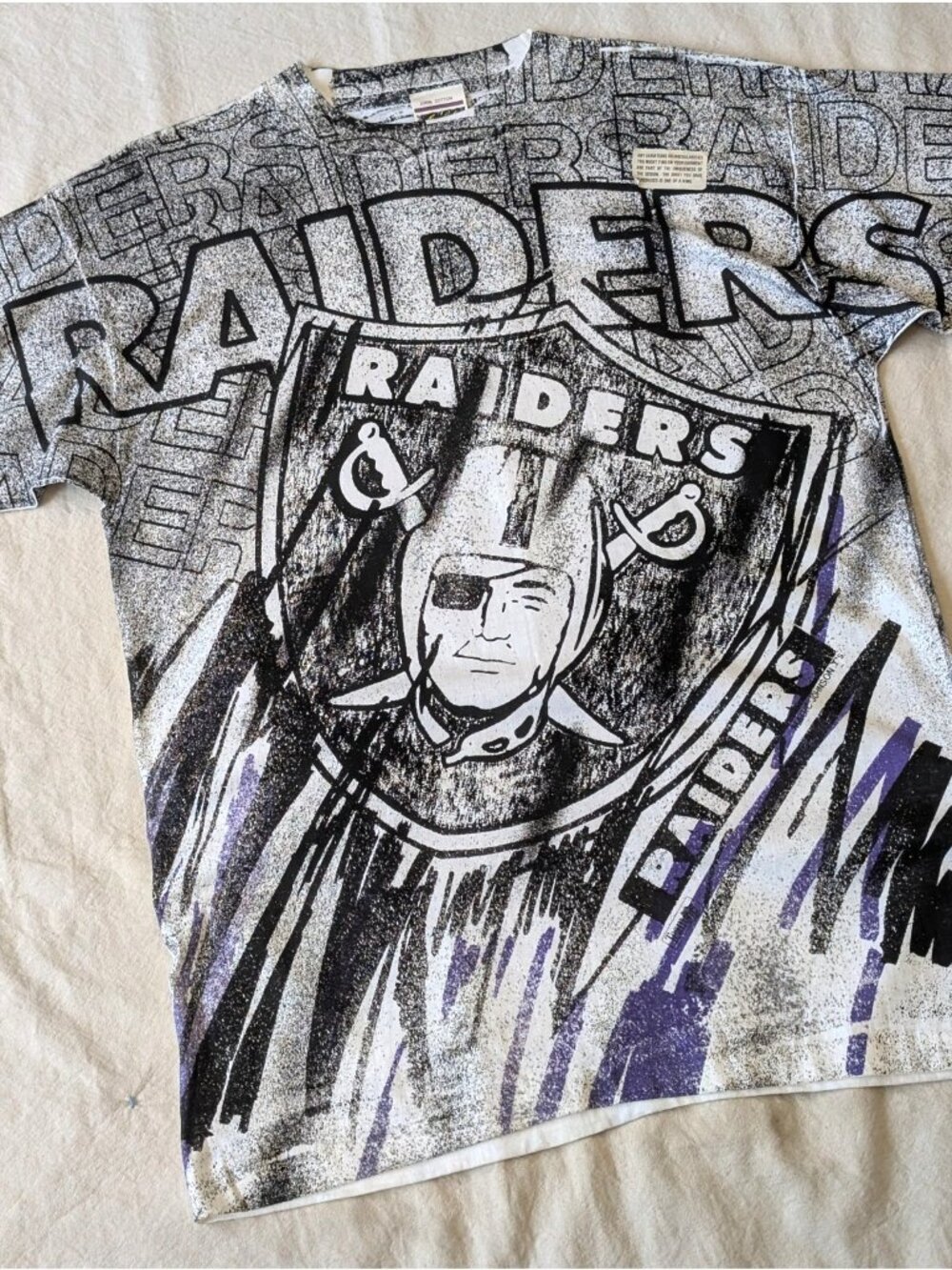 Magic Johnson T's Vintage 90s Deadstock Raiders NFL AOP Single Stitch Tee LG